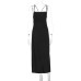 Sleeveless slim fit sexy pure black hip hugging suspender skirt