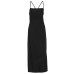Sleeveless slim fit sexy pure black hip hugging suspender skirt