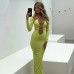 Sexy lace up hollow short sleeved dress