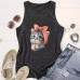 Cat printed round neck vest