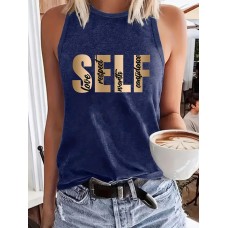 SELF printed round neck vest