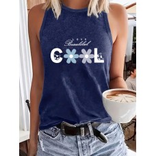 Letter printed round neck vest Letter printed round neck vest