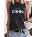 Letter printed round neck vest