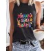 Colorful letter printed round neck vest