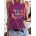 Colorful letter printed round neck vest