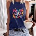 Colorful letter printed round neck vest