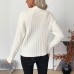 Metal heart button solid color sweater jacket cardigan