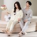 Two piece set of couple pajamas, lapel collar, couple home clothes