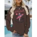 Long sleeved round neck shirt with surfing girl pattern printed sweatshirt