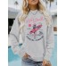 Long sleeved round neck shirt with surfing girl pattern printed sweatshirt
