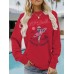 Long sleeved round neck shirt with surfing girl pattern printed sweatshirt