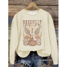 NASHVILLE Guitar Wings Printed Hoodie