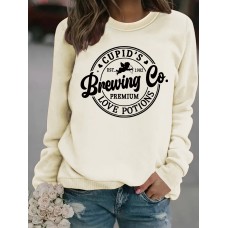 Long sleeved sweatshirt Valentine's Day printed sweatshirt