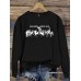 Horse racing pattern printed round neck hoodie