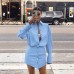 Blue loose collared shirt hip hugging slim fit dress