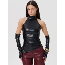 Irregular women's PU vest sleeve top