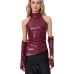 Irregular women's PU vest sleeve top