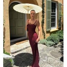 One neck sexy see through lace slim fit dress dress