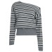 Retro contrasting striped long sleeved warm one shoulder top