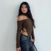 Sexy hot girl off shoulder hollow jumpsuit