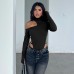 Sexy hot girl off shoulder hollow jumpsuit
