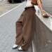 Retro casual comfortable corduroy pleated curved knife pants