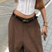 Retro casual comfortable corduroy pleated curved knife pants