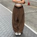 Retro casual comfortable corduroy pleated curved knife pants