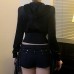 Hot stamping element velvet solid color zipper hooded long sleeved jacket