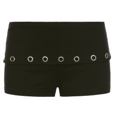 Punk Gothic style chicken eye folded waist characteristic woven shorts