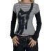 Fake two striped cat slimming color blocked long sleeved tops Fake two striped cat slimming color blocked long sleeved tops