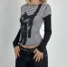 Fake two striped cat slimming color blocked long sleeved tops Fake two striped cat slimming color blocked long sleeved tops