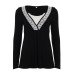 Fake two lace lace up versatile solid color long sleeved top