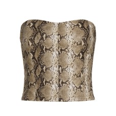 Serpentine leather strapless solid color top Serpentine leather strapless solid color top