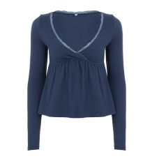 Solid color basic lace cross chest A-list top