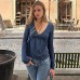 Solid color basic lace cross chest A-list top