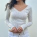 Floral knit base girl style long sleeved top