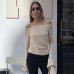 Solid color one shoulder long sleeved T-shirt