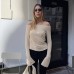 Solid color one shoulder long sleeved T-shirt