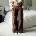 Double sided velvet warm low waist straight leg casual pants
