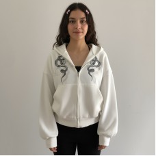 Snake print hooded sweatshirt jacket casual top