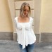 Loose square neck front and back slim fit T-shirt