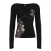 Retro floral print cross chest slim fit top