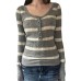 Striped twisted flower square collar woolen top Striped twisted flower square collar woolen top