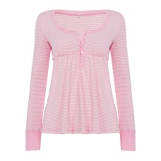 Pink striped A-line slim fit and slimming long sleeved top Pink striped A-line slim fit and slimming long sleeved top