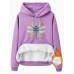 Kangaroo pocket hooded long sleeved with thick velvet and dragonfly print