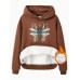 Kangaroo pocket hooded long sleeved with thick velvet and dragonfly print