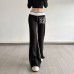 Digital casual color blocked loose straight leg pants for women