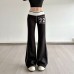 Digital casual color blocked loose straight leg pants for women