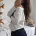Printed off shoulder loose and lazy solid color long sleeved top